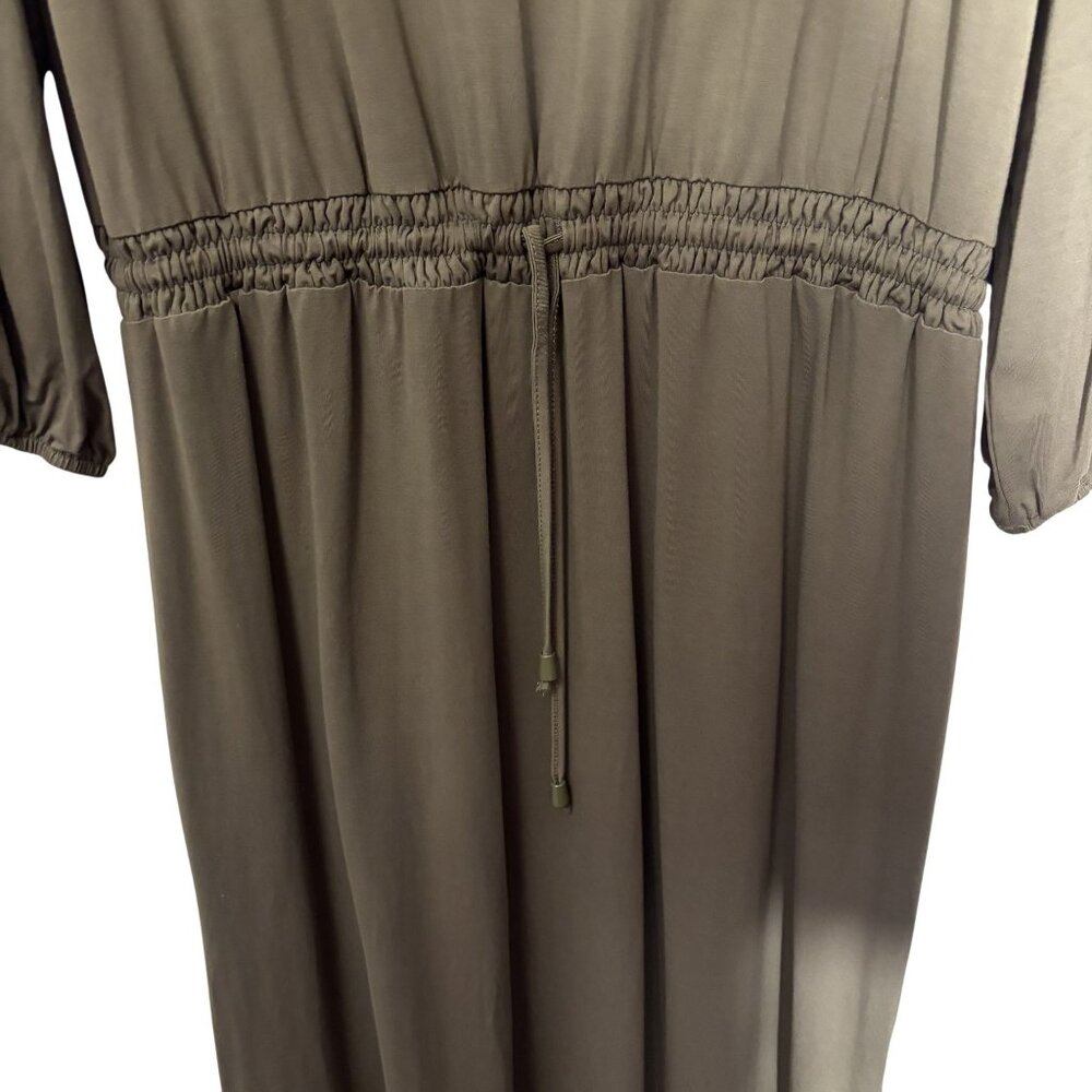 Inherit Olive Midi Knit Dress With Elastic Waistband, Long Sleeves Size XL - Picture 4 of 12